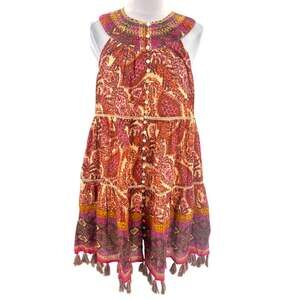 Sundance Catalog Rosado Sleeveless Tassel Floral Paisley Dress petite small
